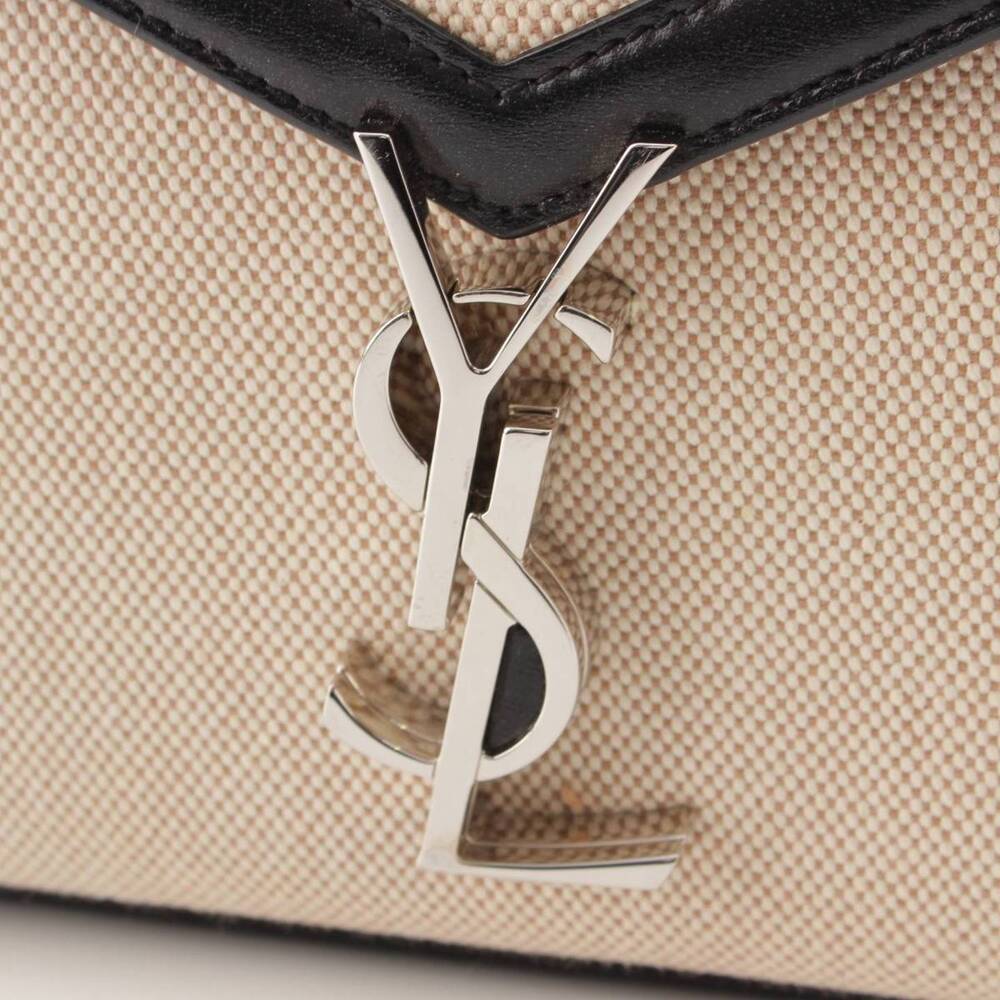 Saint Laurent Cassandra Canvas Handbag Ivory White Black - Picture 7 of 9